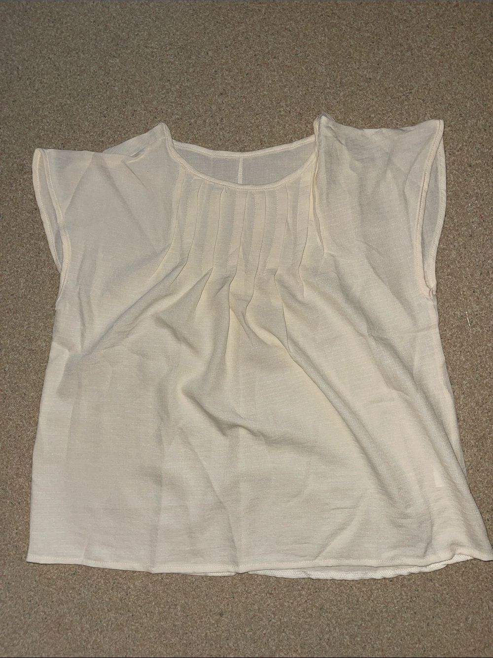 Women's Cream Pleated Cap-Sleeve Blouse